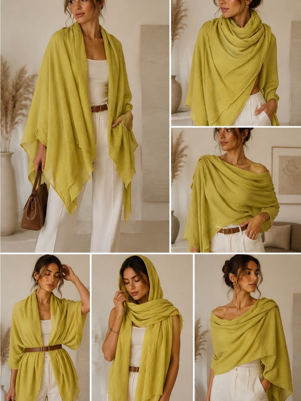 Cotton Lightweight Olive Green Wrap Scarf - Versatile Women’s Shawl